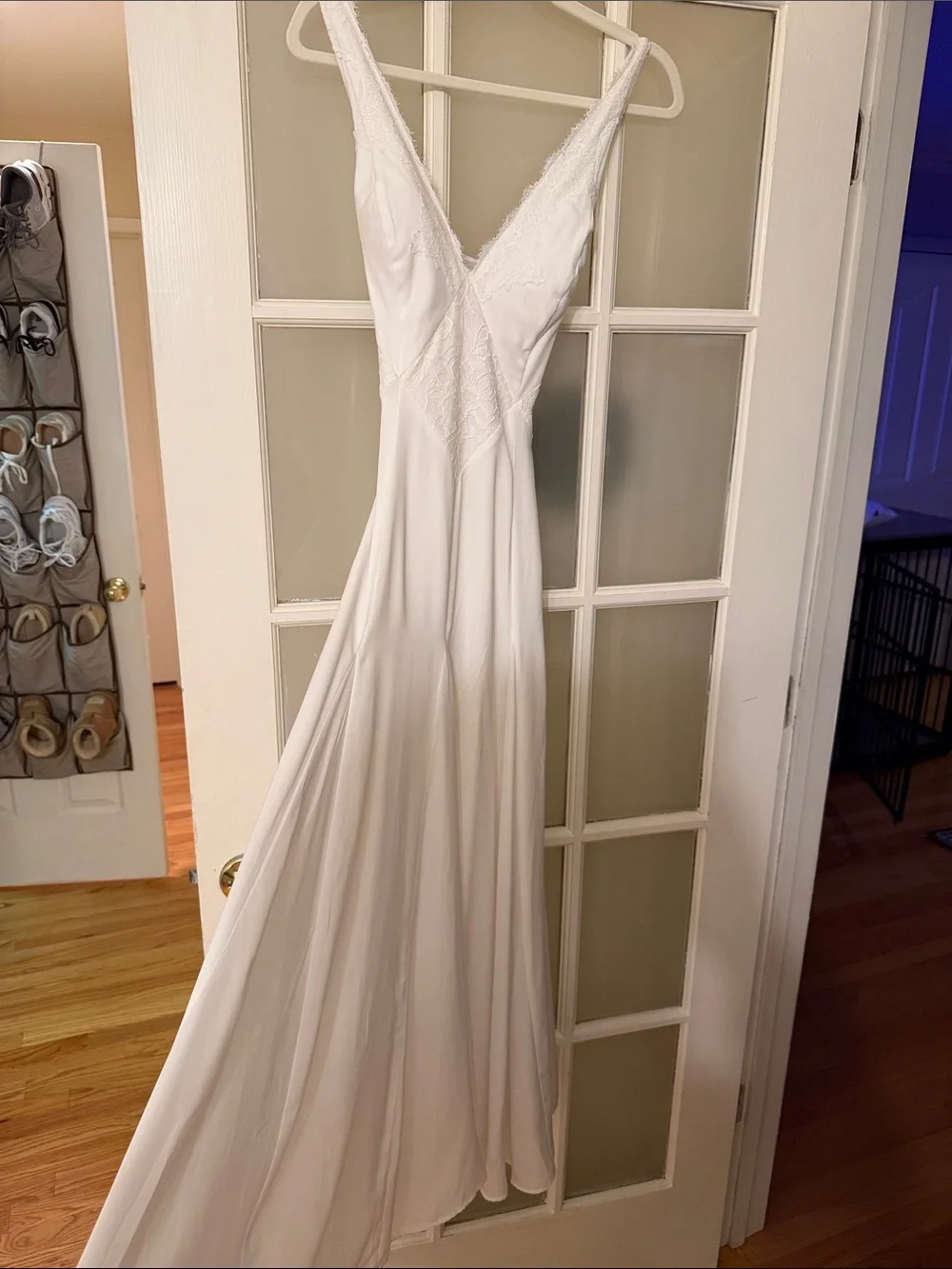 White V-Neck Lace Trim Maxi Dress-Abercrombie and Fitch Wedding